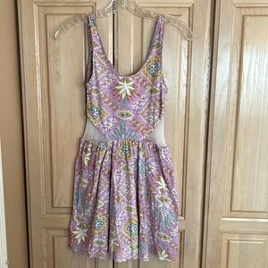 Tallow xxx Free People printed dress with mesh panels